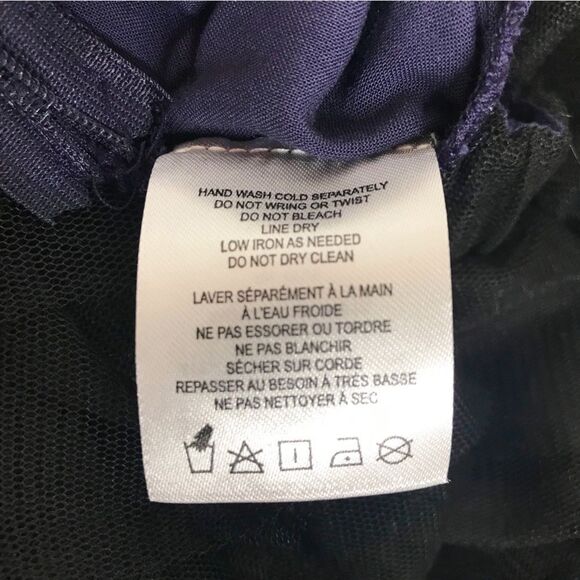 FREE PEOPLE Tulle Flutter Mini Dress Beaded Backless Navy Black Size Large New - Picture 13 of 14